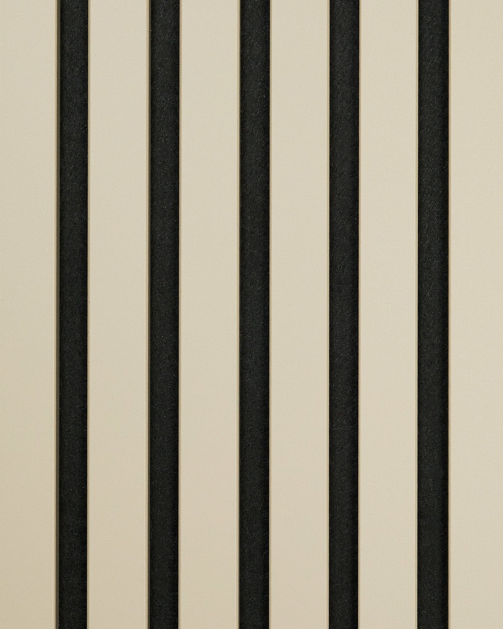 Minimalist geometric pattern of beige and black stripes on the Hue | Sample / Stone acoustic wood panel by WoodUpp.